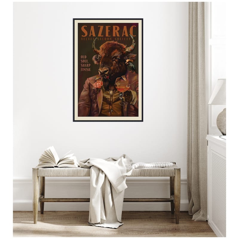 Kate and Laurel WG Sazerac Bison Buffalo by The Whiskey Ginger Framed Canvas Wall Art Print