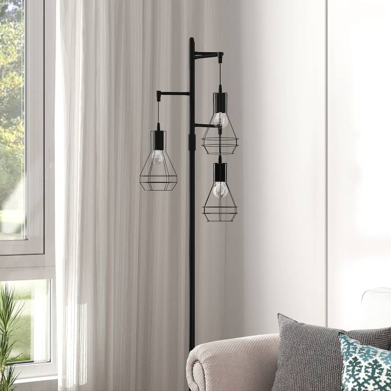 3 Light Industrial Floor Lamp Farmhouse Standing Lamps