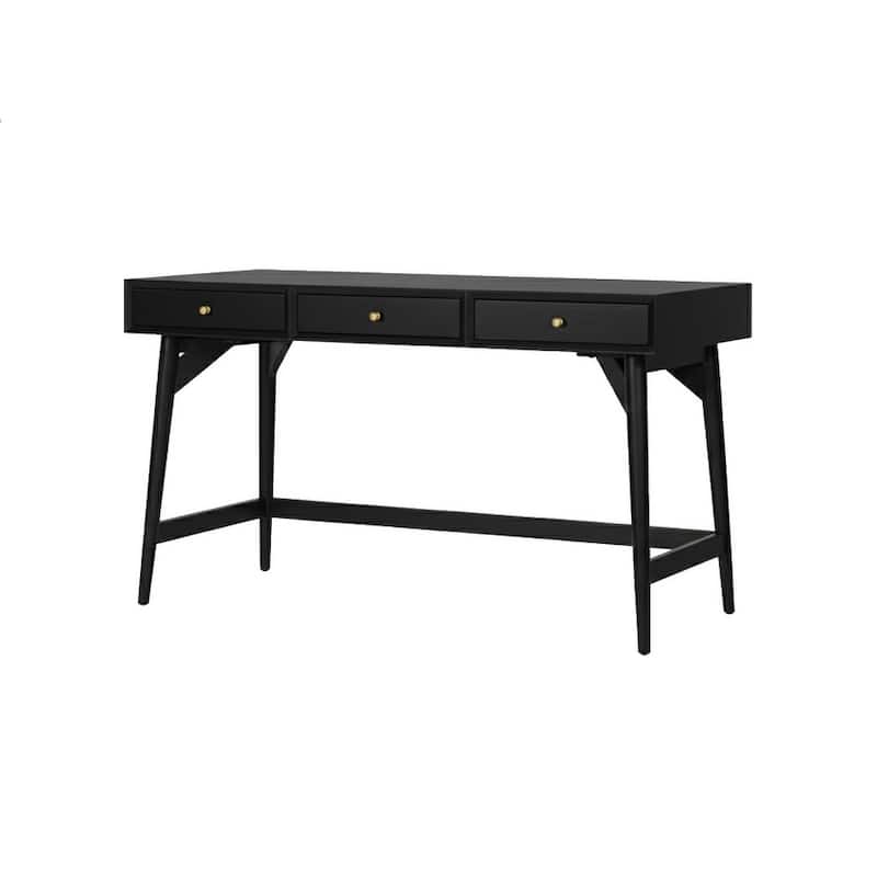 Alpine Furniture Flynn 3 Drawer Large Desk in Black