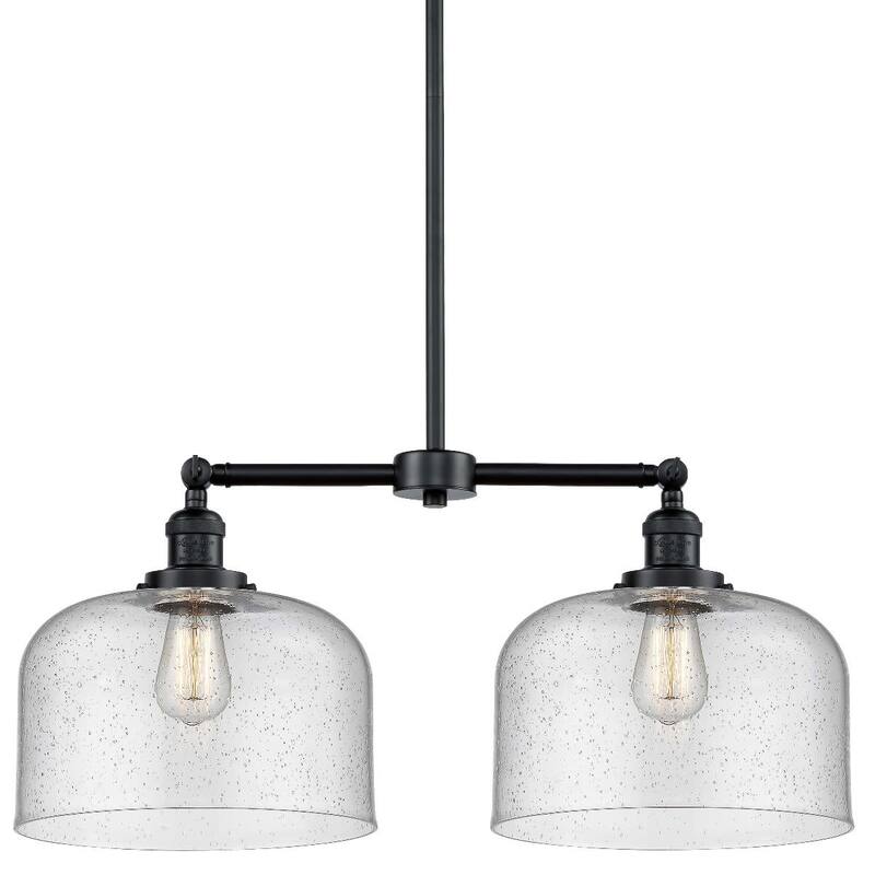 Innovations Lighting X-Large Bell 2 Light 21" Wide Linear Chandelier - Oil Rubbed Bronze / Seedy