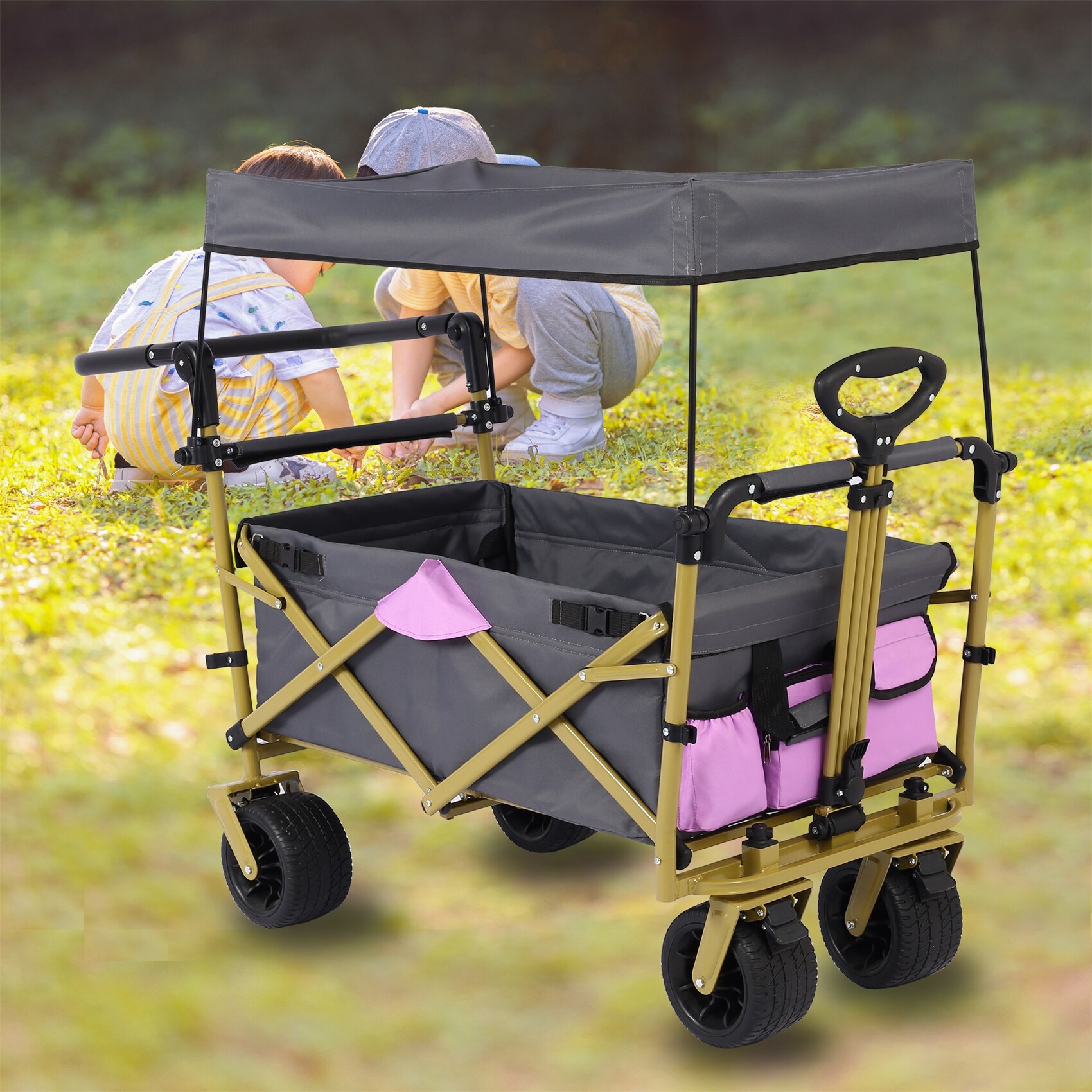 Push & Pull Utility Folding Wagon with Removable Canopy - On Sale - Bed  Bath & Beyond - 37777739