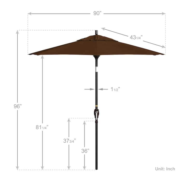 California Umbrella 7.5' Round Crank Lift, Push Button Tilt Aluminum Patio Umbrella, Bronze Pole, Outdoor Rated Red Fabric