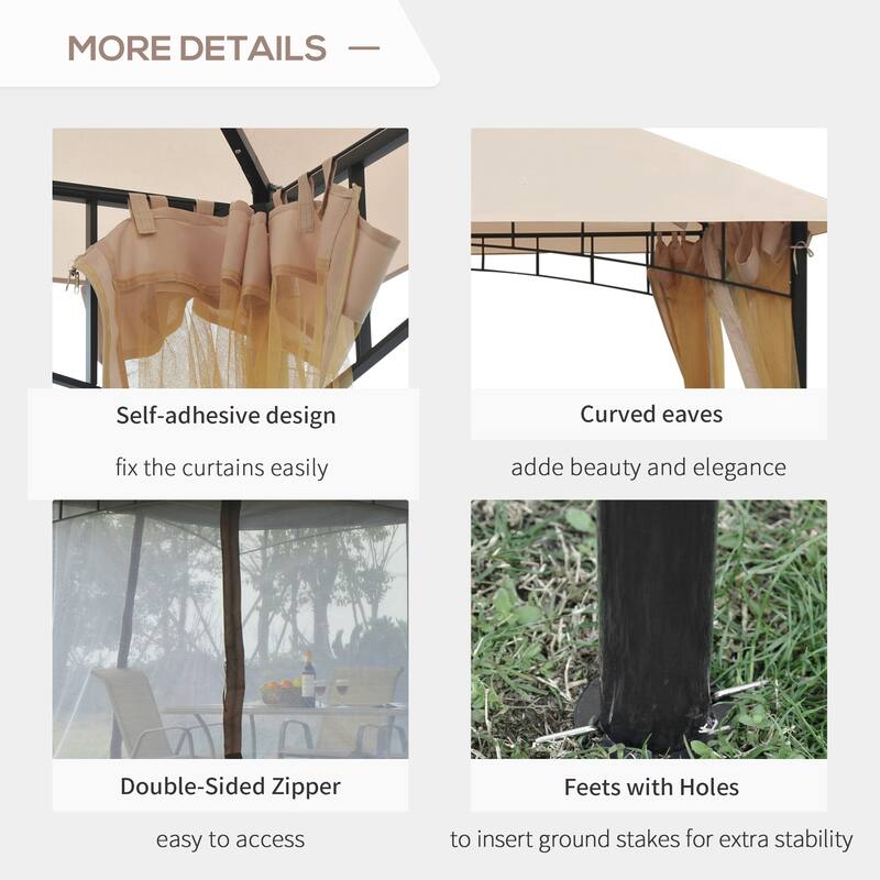 Outsunny 10'x10' Metal Outdoor Patio Gazebo Canopy Pavilion Grill Gazebo with Mesh Netting, and Double-Tier Roof
