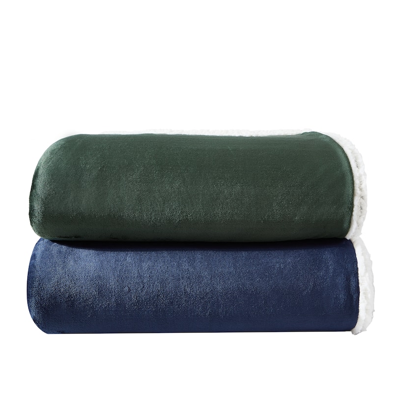 Eddie Bauer Solid Ultra Soft Plush/Sherpa Reversible Blanket