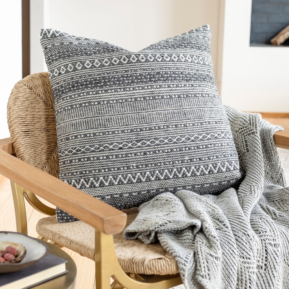 The Curated Nomad Taber Hygge Wool 18-inch Throw Pillow with Poly or Down  Fill - Bed Bath & Beyond - 29298168