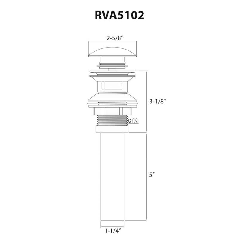 Ruvati White Ceramic Top Push Pop-up Drain for Bathroom Sinks without Overflow