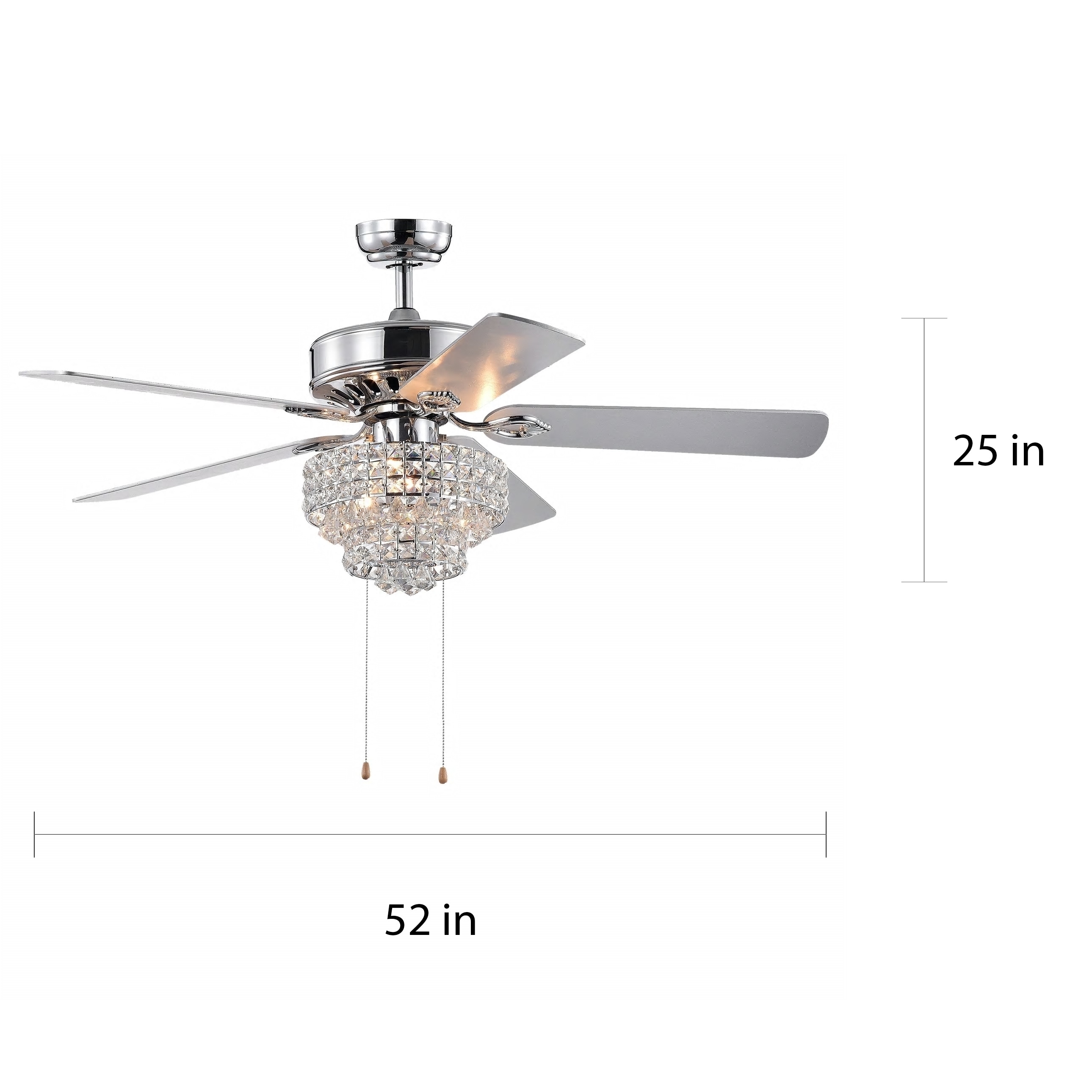 Bryanya 5-Blade 52-inch Chrome Lighted Ceiling Fans - Picture 10 of 15