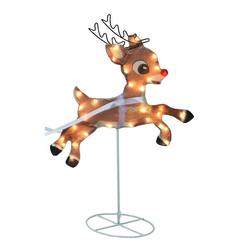 Rudolph L2D PreLit Yard Art Sleigh w Reindeer