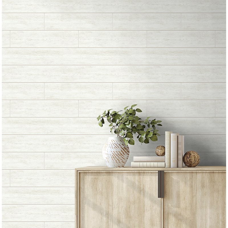 Seabrook Designs Coastal Faux Shiplap Prepasted Wallpaper - 20.5 in. W x 33 ft. L