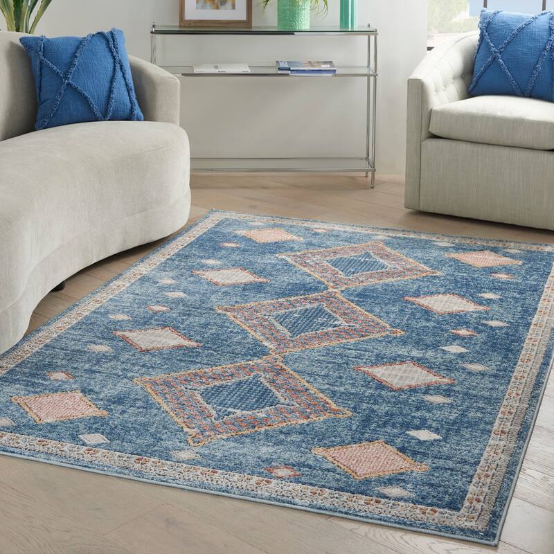 Nourison Concerto Vintage Moroccan Diamond Area Rug - 3'9" x 5'9" - Blue - Rectangle