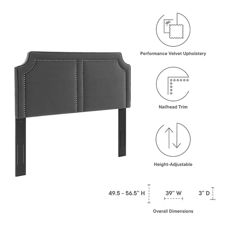 Cynthia Performance Velvet Twin Headboard - Charcoal