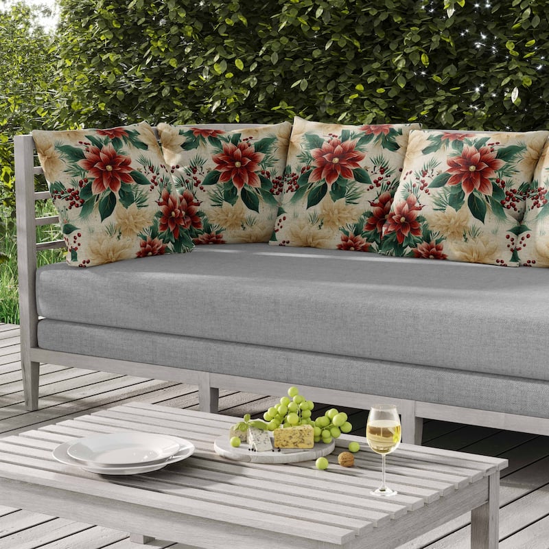 Holiday Sparkle Indoor/Outdoor Reversible Throw Pillow Red and Green