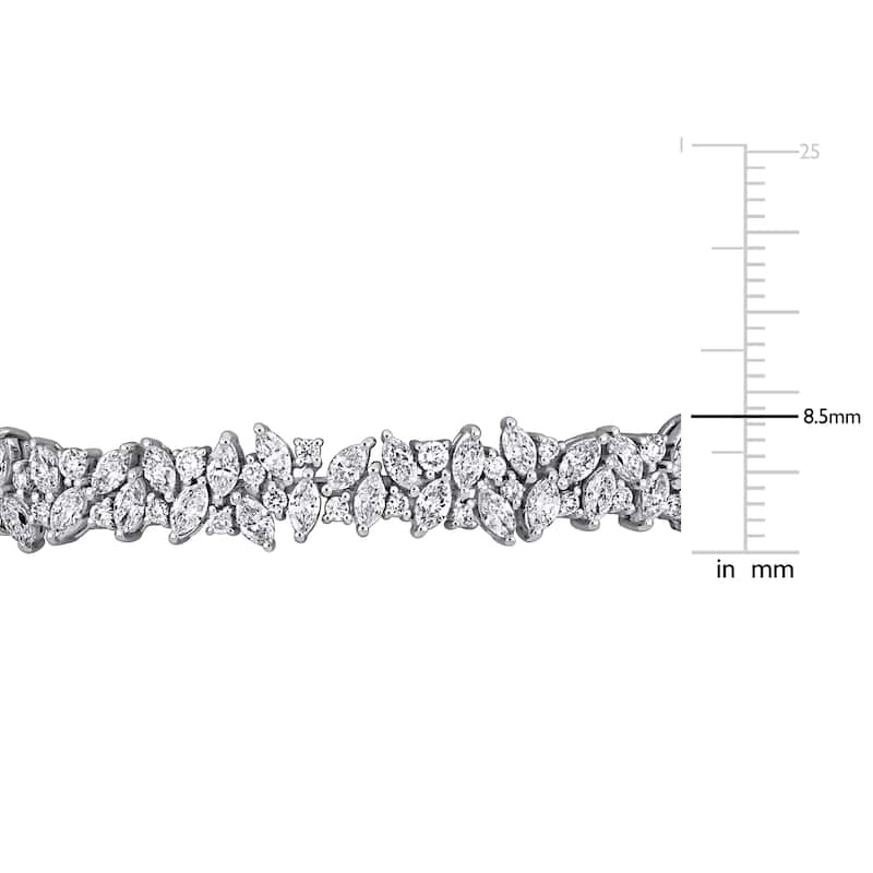 Miadora 3 1/10CT TW Round and Marquise-Cut Diamond Cluster Bracelet in 14k White Gold - 7 in