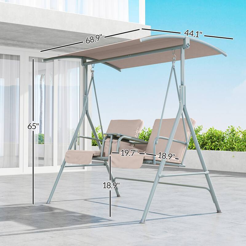 GDFStudio - Ethan Comfortable Patio Swing Chair with Canopy and Storage