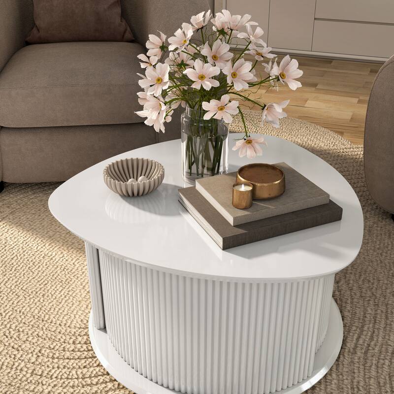 Furniture of America Astra Modern 2-Piece Glossy White Triangle Storage Coffee Table Set