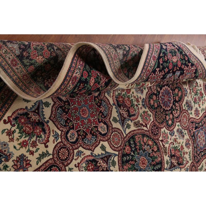 All-Over Aubusson Oriental Area Rug Handmade Wool Carpet - 9'1"x 12'2"