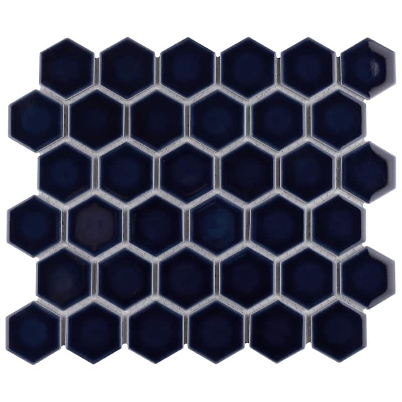 Merola Tile Hudson Due 2" Hex Smoky Blue 10-7/8" x 12-5/8" Porcelain Floor and Wall Tile