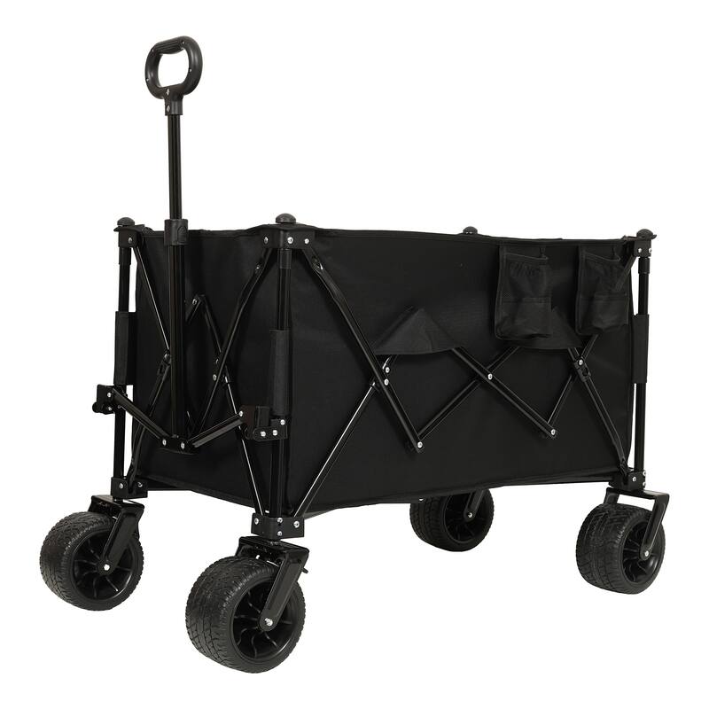 480lb Extended Heavy-Duty Folding Wagon - All-Terrain Wheels with Drink Holders & Brakes
