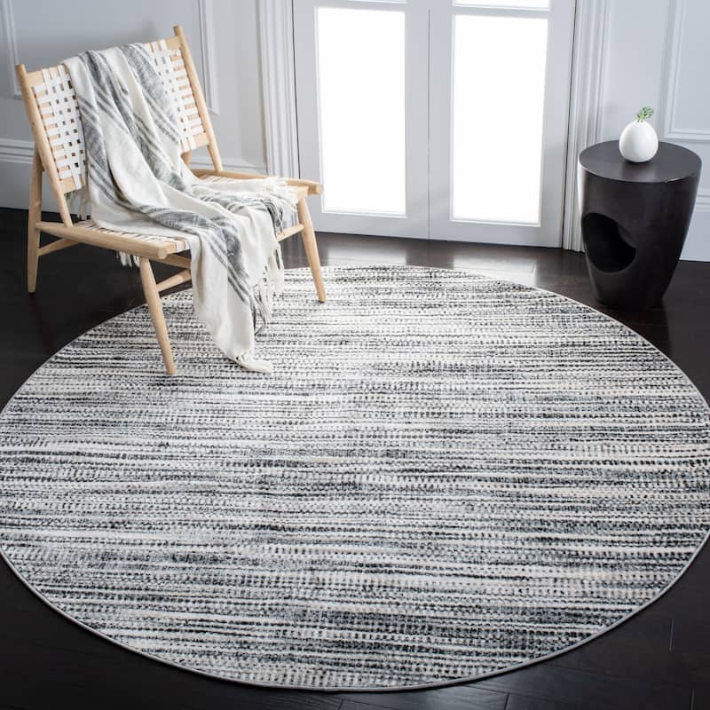 SAFAVIEH Lagoon Laraine Stripe Rug - 6'7" Round - Grey/Ivory