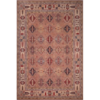 Tribal Kazak Patrick Pink/Beige Wool Rug - 9'1'' x 12'0''