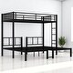 preview thumbnail 7 of 10, Triple Bunk Bed,Metal Twin Over Twin & Twin Beds with Ladder, Guardrails, Shelf & Table, Convertible L-Shaped Design