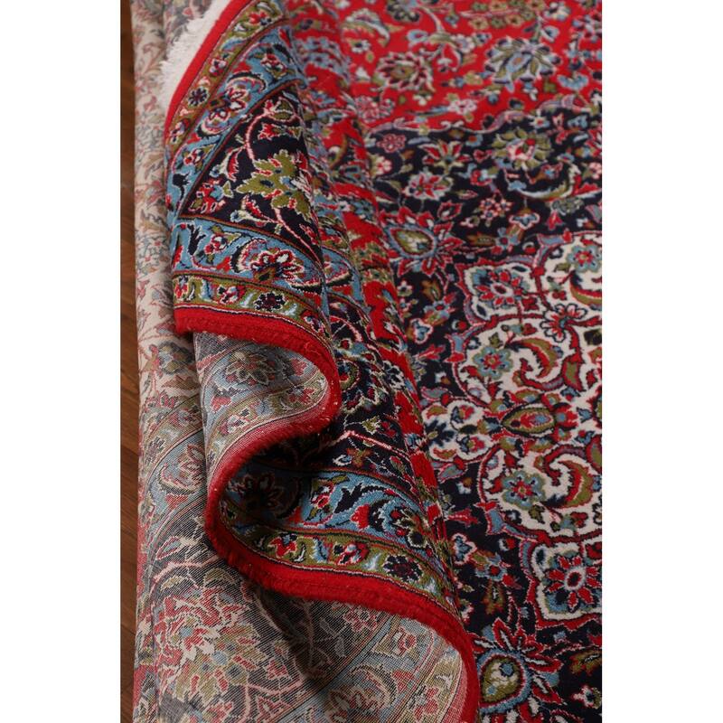 Traditional Floral Kashan Turkish Rug Medallion Machine-Made Carpet - 9'7" x 13'3"