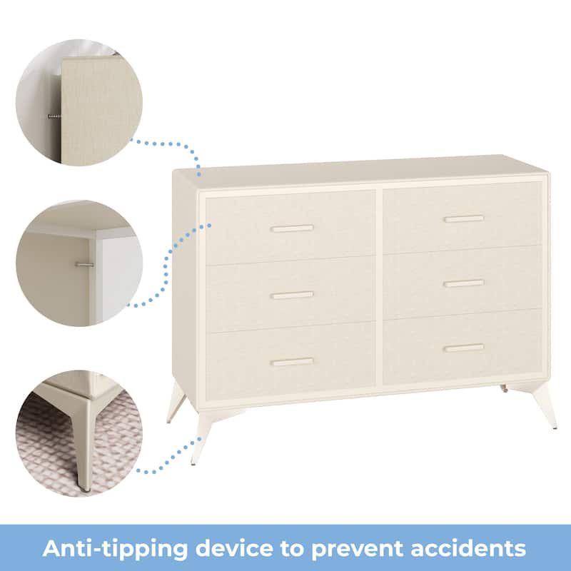 Metal-Framed Fabric Storage Dresser Cabinet with Drawer