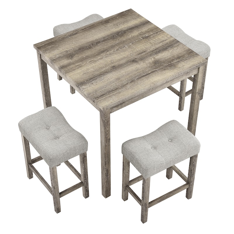 Bar Table and Chairs Set, 5 Piece Dining Table Set, Industrial Breakfast Table Set, for Living Room, Dining Room, Game Room