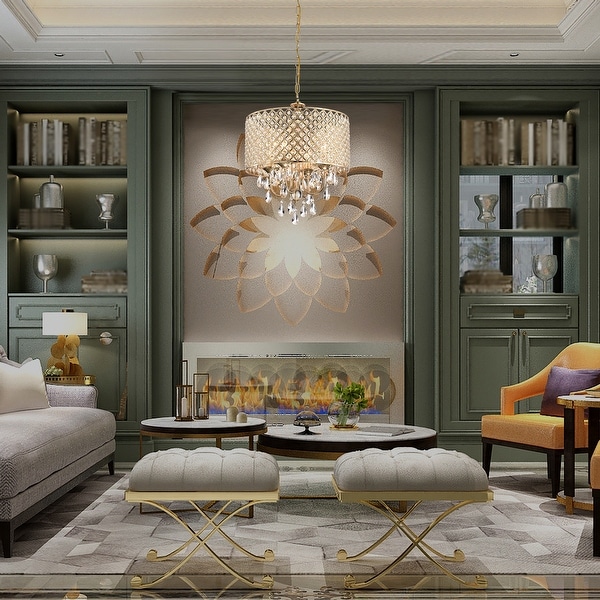 Round Beaded Drum Chandelier with Hanging Crystals On Sale Bed Bath Beyond 33977352