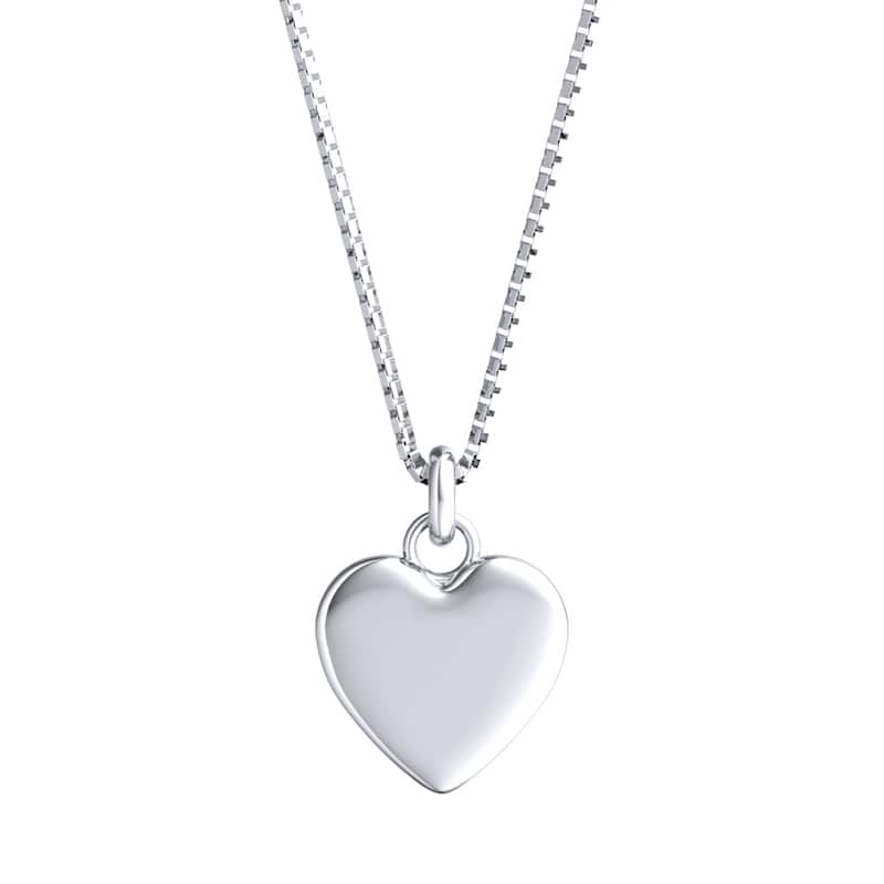 Auriya 14k Gold 0.03ctw Heart Pendant Diamond Necklace (H-I, I1-I2) - White H-I - 0.50CT