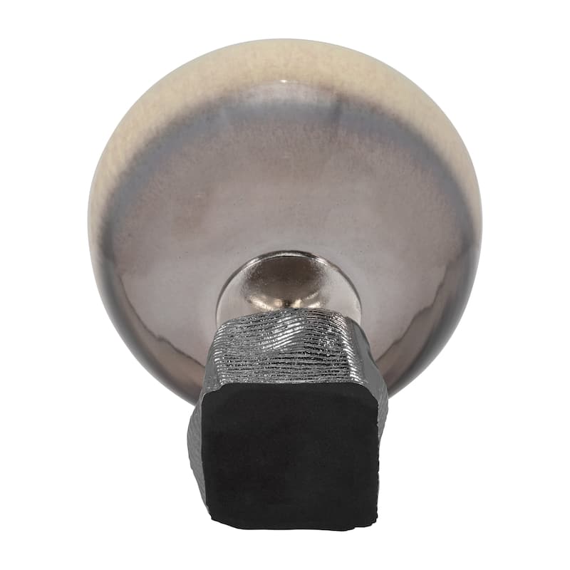 Sagebrook Home Glass Multi Round Ribbed Bowl On Metal Base