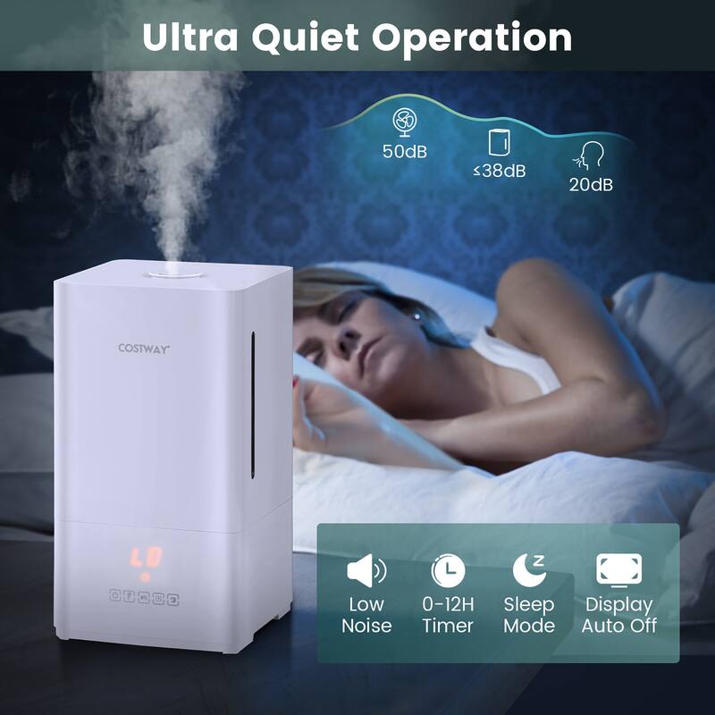 Costway 4L Ultrasonic Humidifier with 2 Mist Levels 12H Timer Sleep - See Details
