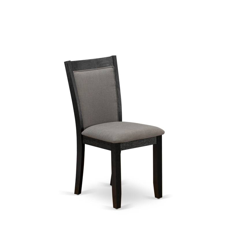 East West Furniture Dinette Set-a Dining Table & Dark Gotham Grey Linen Fabric Parson Chairs, Wire Brushed Black(Pieces Options)