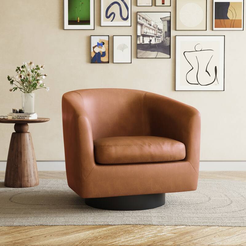 Modern 360°Swivel Accent Chairs Barrel Armchairs