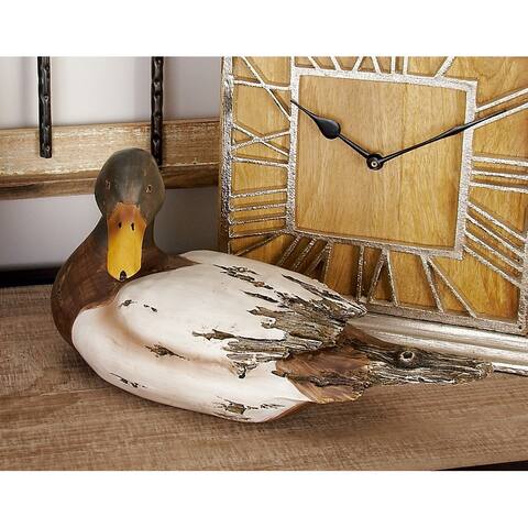Beige Polystone Rustic Sculpture Duck (Set of 2) - S/2 14",12"W