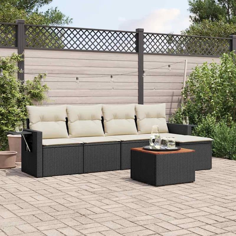 vidaXL Garden Sofa Set Black PE Rattan Large Modular Garden Sofa Set - 24.4 x 25.8 x 27.2