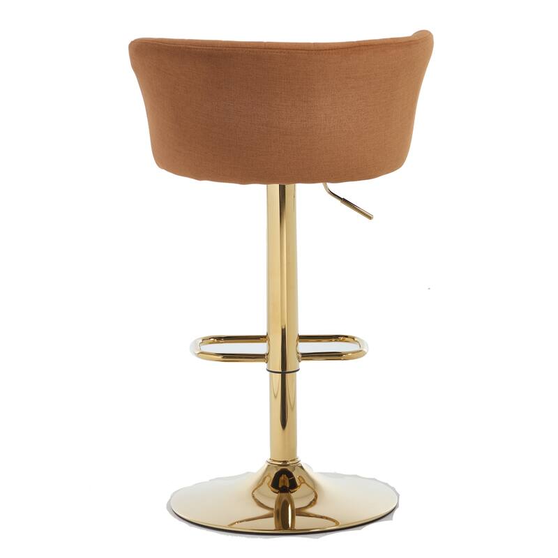 Set of 2 Bar Stools,with Chrome Footrest and Base, Swivel Height Adjustable Mechanical Lifting Velvet Bar Stools
