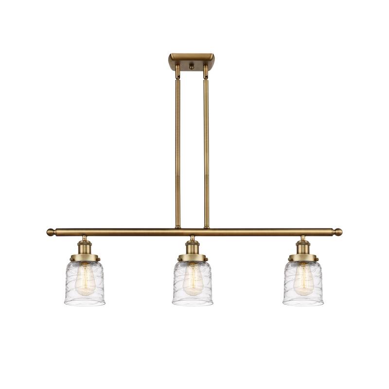 Innovations Lighting 916-3I-10-36 Bell Linear Bell 3 Light 36" Wide - Brushed Brass / Deco Swirl