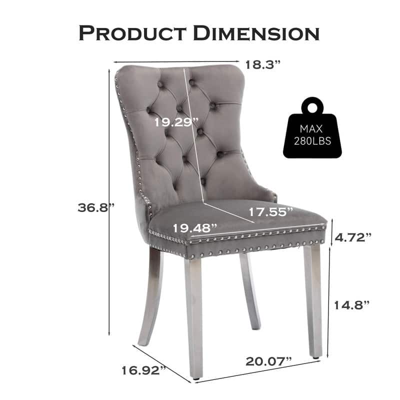 Tufted Naliheads Solid Wood Upholstered Dining Chairs (Set of 2)