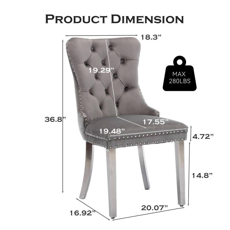 Tufted Naliheads Solid Wood Upholstered Dining Chairs (Set of 8)