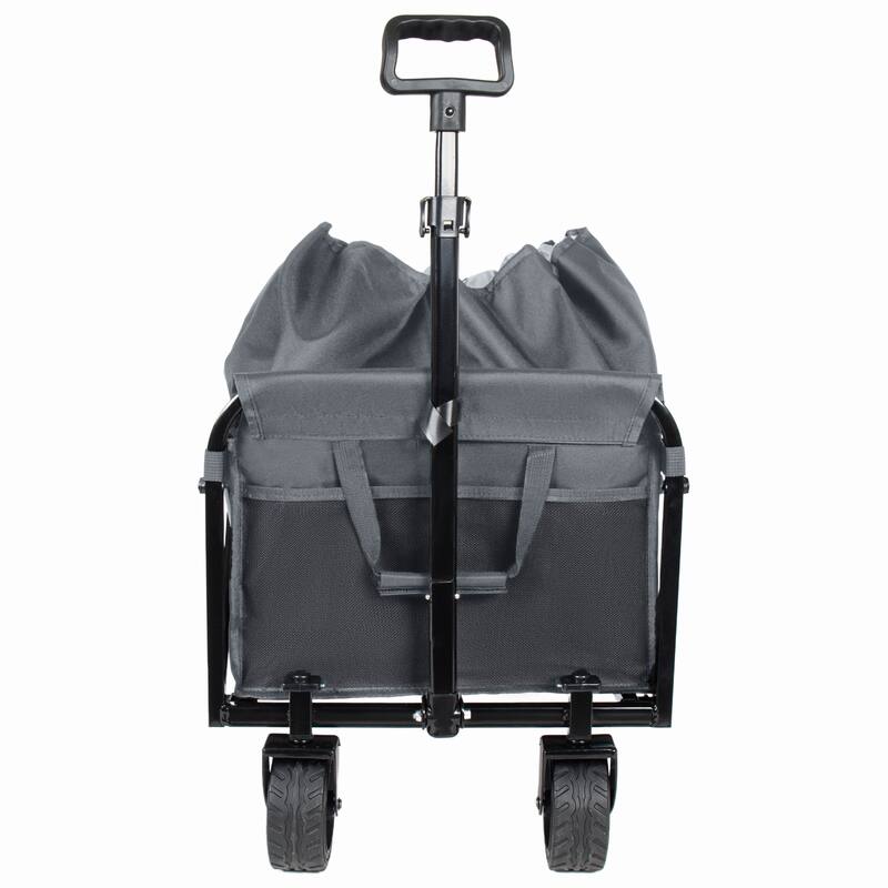 Upgraded 5*2"Wide Wheels-Expandable Dual-Layer Utility Wagon with 100% Extra Space, 220lbs Capacity Grocery Cart for Camping