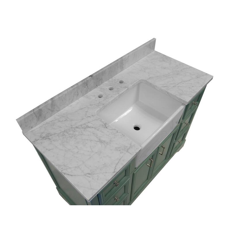 KitchenBathCollection Zelda 48" Farmhouse Bathroom Vanity with Carrara Marble Top