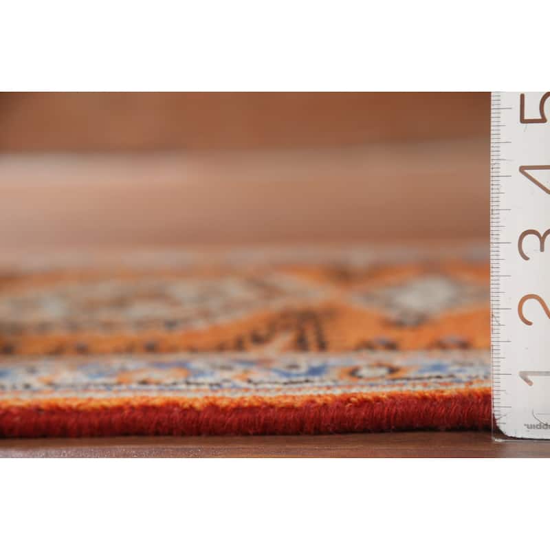Orange Geometric Viss Oriental Runner Rug Hand-Knotted Wool Carpet - 2'7"x 8'2"