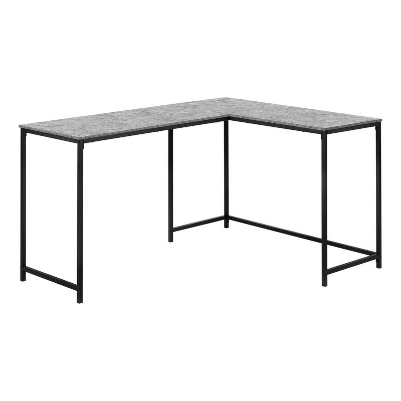 Computer Desk, Home Office, Corner, 58"l, L Shape, Work, Laptop, Grey Laminate, Black Metal, Contemporary