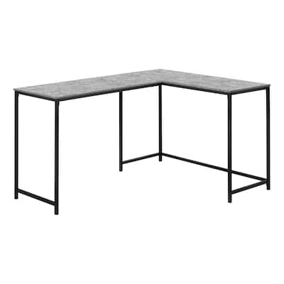 Computer Desk, Home Office, Corner, 58"l, L Shape, Work, Laptop, Grey Laminate, Black Metal, Contemporary