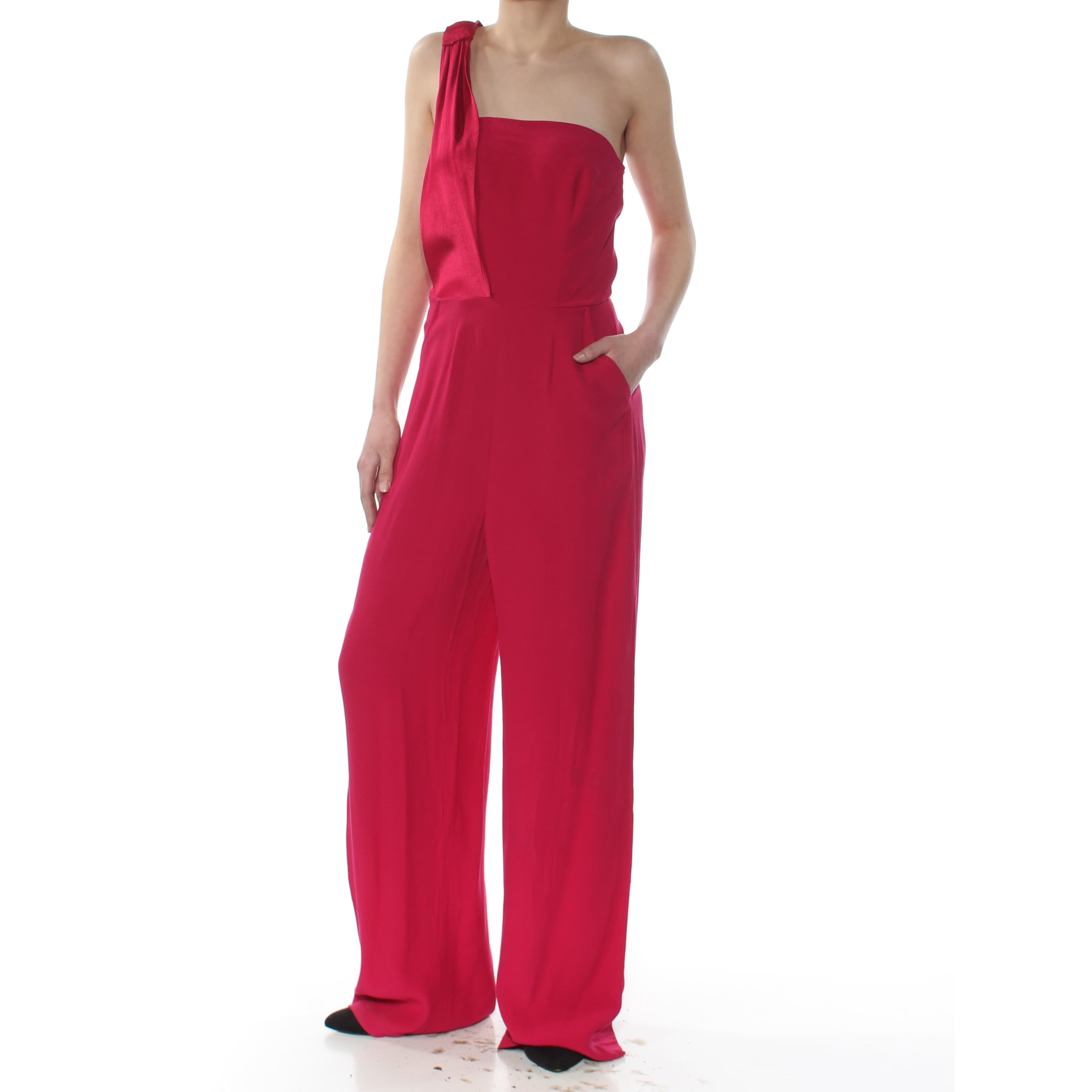 red straight leg jumpsuit
