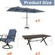 preview thumbnail 13 of 21, Kullavik 8 Pieces Outdoor Dining Set with 6 Swivel Chairs, X-Leg Table and Double-Sided Umbrella