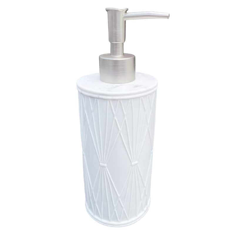 6 Piece Grey Beige White Marble Design Textured Bathroom Accessories Set - 6 Piece Set