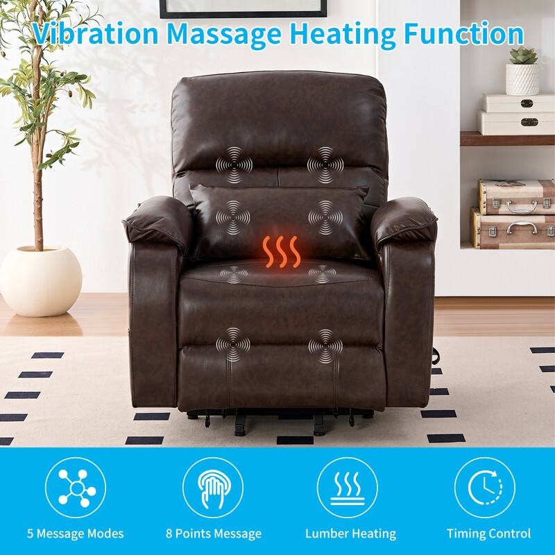 Mixoy Power Lift Recliners Chair with Vibration Massage Heating,8 Points MessageRecling Degrees,Storage,Cup Holder