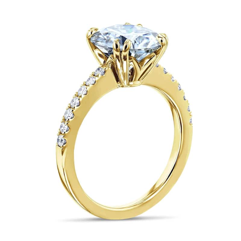 Kobelli 3.22 Carats Lab Grown Diamond Certified 14k Solid Gold Half Eternity Tulip Engagement Ring
